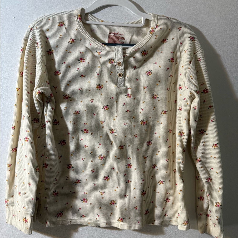 Cat & Jack Cream Floral Long Sleeve Tee